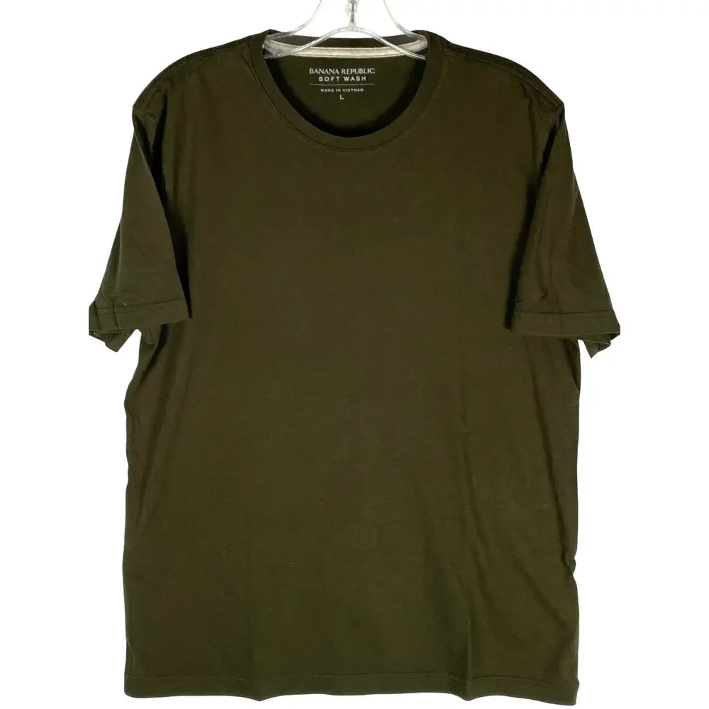 Banana Republic Soft Wash Crew Neck T Shirt Men L Olive Green Minimalist Capsule